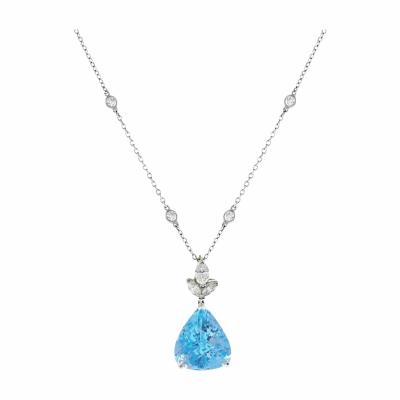  Oscar Heyman Brothers Oscar Heyman Santa Maria Aquamarine and Diamond Pendant Necklace