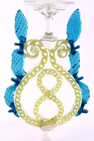  Oskar Rauter A Rare Ehrenfeld Acid Etched Floral Garland Wine Glass by Oskar Rauter 