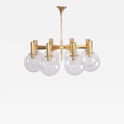  Ott International Extra Large Brass Chandelier with Eight Arms by Ott International