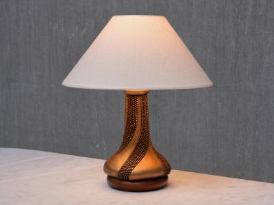  Ottaviani Giovanni Ottaviani Bronze Table Lamp with Beaded Texture Italy 1960s