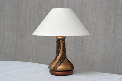  Ottaviani Giovanni Ottaviani Bronze Table Lamp with Beaded Texture Italy 1960s