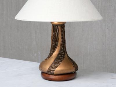  Ottaviani Giovanni Ottaviani Bronze Table Lamp with Beaded Texture Italy 1960s
