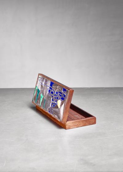 Ottaviani Ottaviani wood with silver and enamel box Italy 1960s