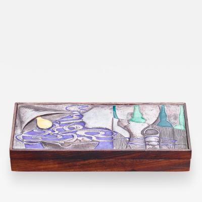  Ottaviani Ottaviani wood with silver and enamel box Italy 1960s