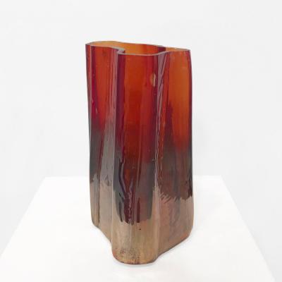  Outcaststudios Solarized Cleaving Ruby Red Ghost Vase