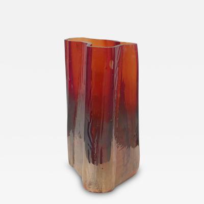  Outcaststudios Solarized Cleaving Ruby Red Ghost Vase