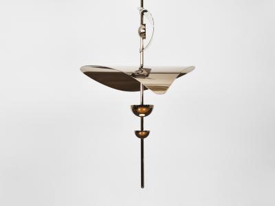  Ovature Studios Bonnie Config 1 Large Contemporary LED Vertical Chandelier Brass
