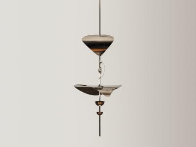  Ovature Studios Bonnie Config 1 Large Contemporary LED Vertical Chandelier Brass