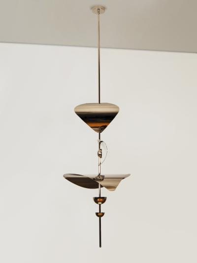  Ovature Studios Bonnie Config 1 Large Contemporary LED Vertical Chandelier Brass