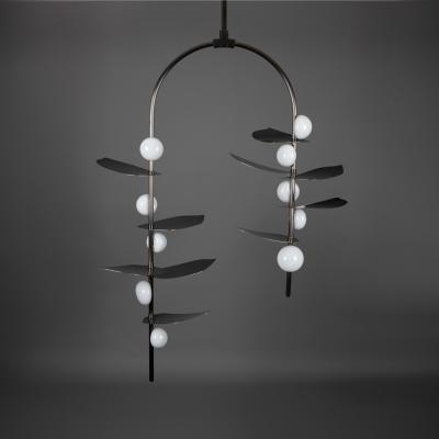  Ovature Studios Sofia Mouth Blown Glass LED Config 1 Handmade Brass Bronze or Nickel