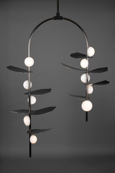  Ovature Studios Sofia Mouth Blown Glass LED Config 1 Handmade Brass Bronze or Nickel