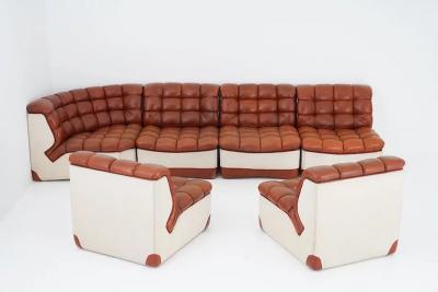  Overman copy of Scandinavian Modular Leather and Canvas Sofa by Overman