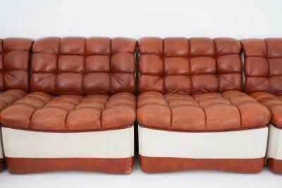  Overman copy of Scandinavian Modular Leather and Canvas Sofa by Overman