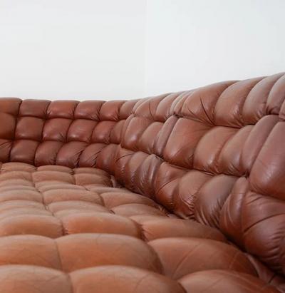  Overman copy of Scandinavian Modular Leather and Canvas Sofa by Overman