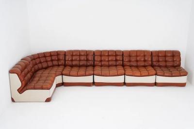  Overman copy of Scandinavian Modular Leather and Canvas Sofa by Overman