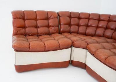  Overman copy of Scandinavian Modular Leather and Canvas Sofa by Overman
