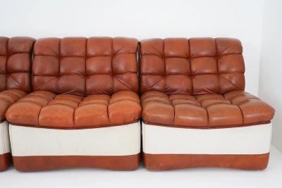  Overman copy of Scandinavian Modular Leather and Canvas Sofa by Overman