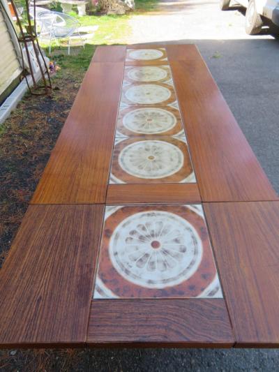  Ox Art 1970s Ox Art Danish Rosewood Tile Drop Leaf Dining Table Midcentury