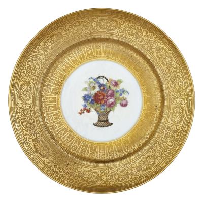 P A L T Porzellanfabrik Adolf Laufer Twelve parcel gilt Bohemian porcelain dinner plates by P A L T