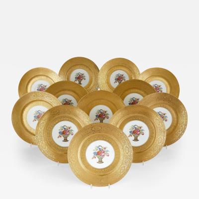  P A L T Porzellanfabrik Adolf Laufer Twelve parcel gilt Bohemian porcelain dinner plates by P A L T