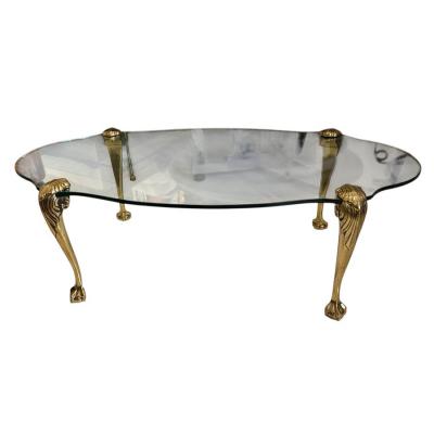  P E Guerin Mid Century Modern Hollywood Regency P E Guerin Glass Brass Cocktail Table