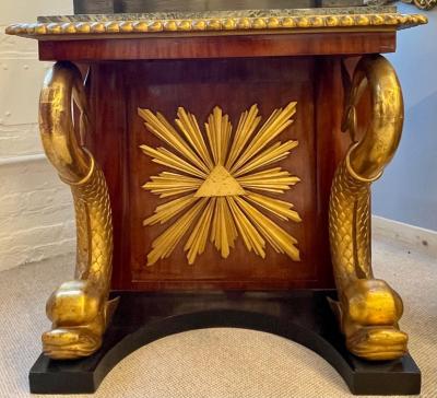  P G Bylanders Carved Mahogany and Giltwood Neoclassical Console with Mirror by P G Bylanders