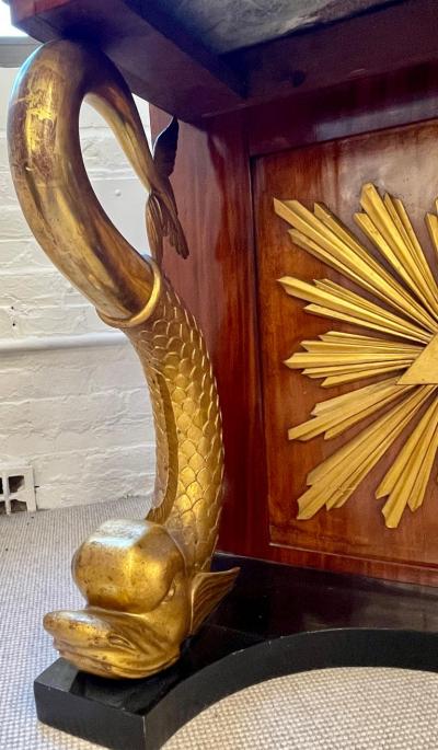  P G Bylanders Carved Mahogany and Giltwood Neoclassical Console with Mirror by P G Bylanders