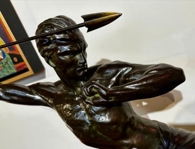  P Hugonnet Art Deco Bronze Warrior Javelin Thrower by P Hugonnet French 1930s