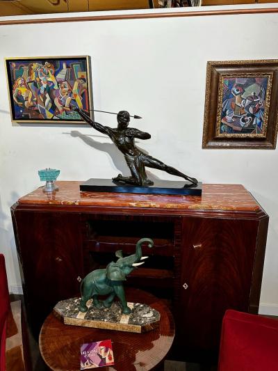  P Hugonnet Art Deco Bronze Warrior Javelin Thrower by P Hugonnet French 1930s