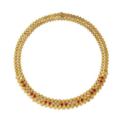  P ry et Fils P ry et Fils Mid Century Ruby and Diamond Suite