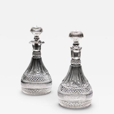  PERRIN GEDDES AN ELABORATELY CUT PAIR OF REGENCY SEMI SHIPS DECANTERS BY PERRIN GEDDES
