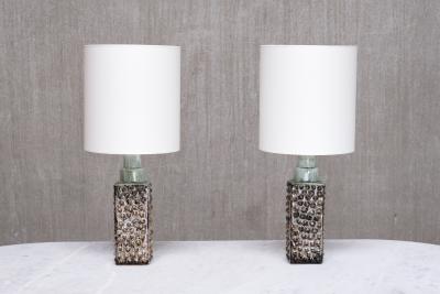 PM Keramik Pair of PM Keramik Table Lamps with Dotted Relief Structure Denmark 1960s
