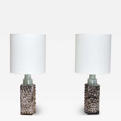  PM Keramik Pair of PM Keramik Table Lamps with Dotted Relief Structure Denmark 1960s