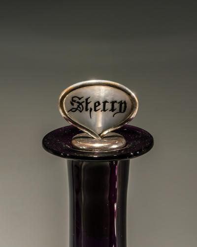  PORT SHERRY A FINE PAIR AMETHYST PORT SHERRY DECANTERS