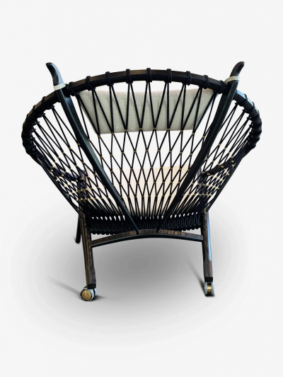  PP Mobler HANS WEGNER CIRCLE CHAIR WITH BLACK FRAME AND BLACK BRASS DETAILS