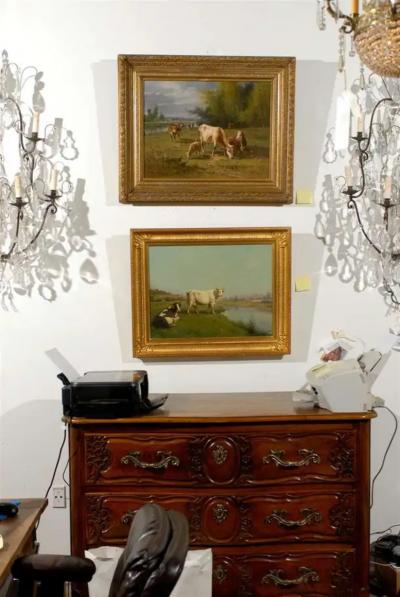  Pablo Martinez del Rio French Barbizon Oil Painting of Cattle Herd by Pablo Martinez del Rio 1870s