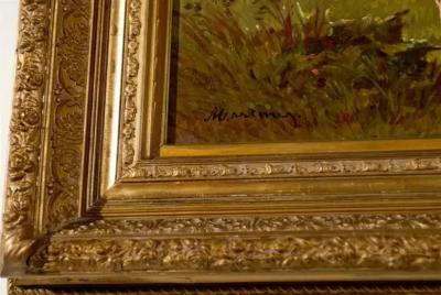  Pablo Martinez del Rio French Barbizon Oil Painting of Cattle Herd by Pablo Martinez del Rio 1870s