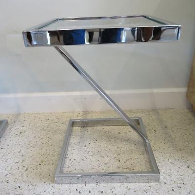  Pace Collection American Modern Chrome and Glass Side T able Pace Collection