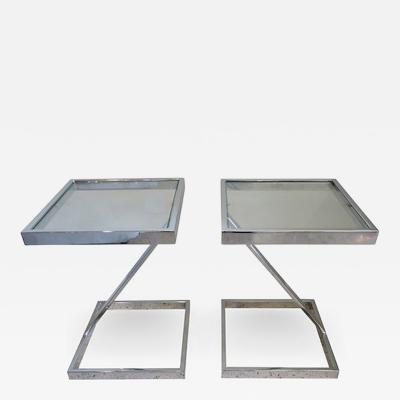  Pace Collection American Modern Chrome and Glass Side T able Pace Collection