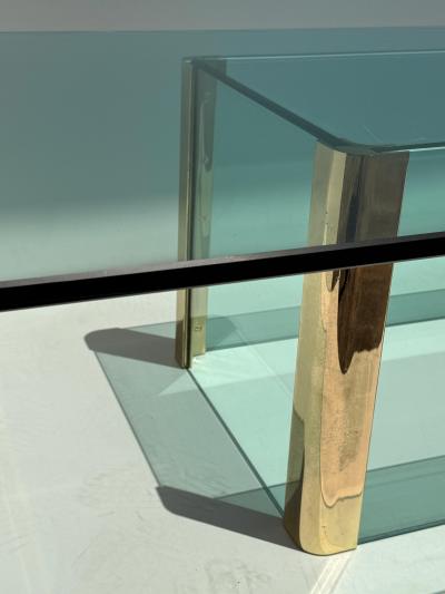  Pace Collection Leon Rosen for Pace Collection Brass and Glass Large Coffee Table