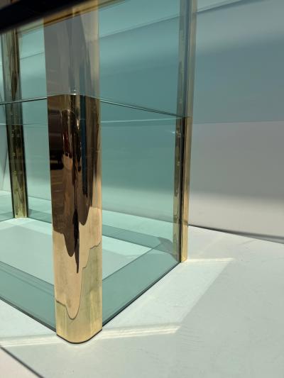  Pace Collection Leon Rosen for Pace Collection Brass and Glass Large Coffee Table