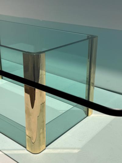  Pace Collection Leon Rosen for Pace Collection Brass and Glass Large Coffee Table