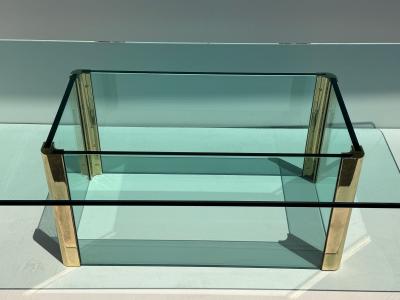  Pace Collection Leon Rosen for Pace Collection Brass and Glass Large Coffee Table