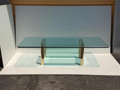  Pace Collection Leon Rosen for Pace Collection Brass and Glass Large Coffee Table