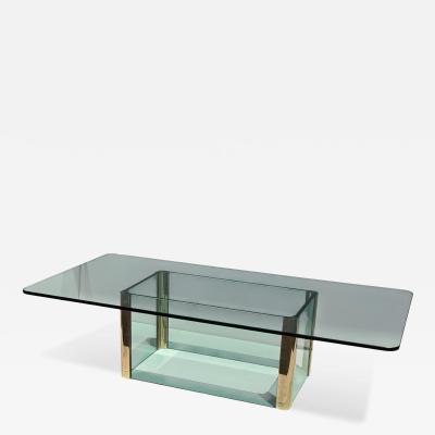  Pace Collection Leon Rosen for Pace Collection Brass and Glass Large Coffee Table