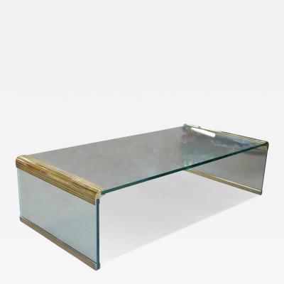  Pace Collection Leon Rosen for Pace Collection Brass and Glass Waterfall Coffee Cocktail Table