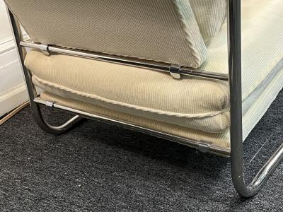  Pace Collection MODERN TUBULAR CHROME CHAIR AND OTTOMAN BY PACE