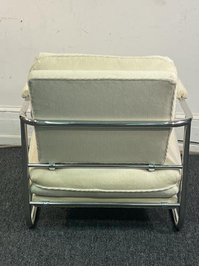  Pace Collection MODERN TUBULAR CHROME CHAIR AND OTTOMAN BY PACE