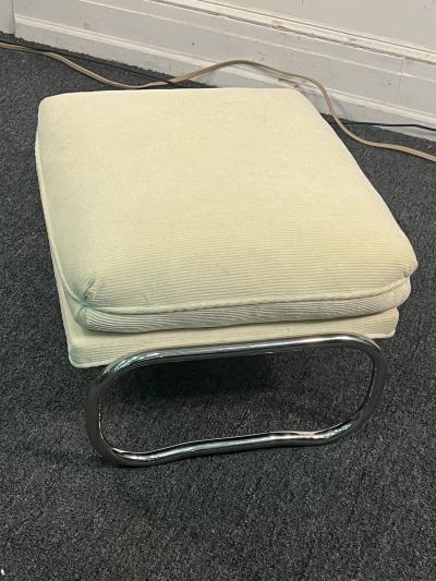 Pace Collection MODERN TUBULAR CHROME CHAIR AND OTTOMAN BY PACE