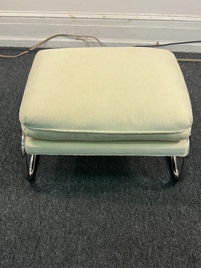  Pace Collection MODERN TUBULAR CHROME CHAIR AND OTTOMAN BY PACE